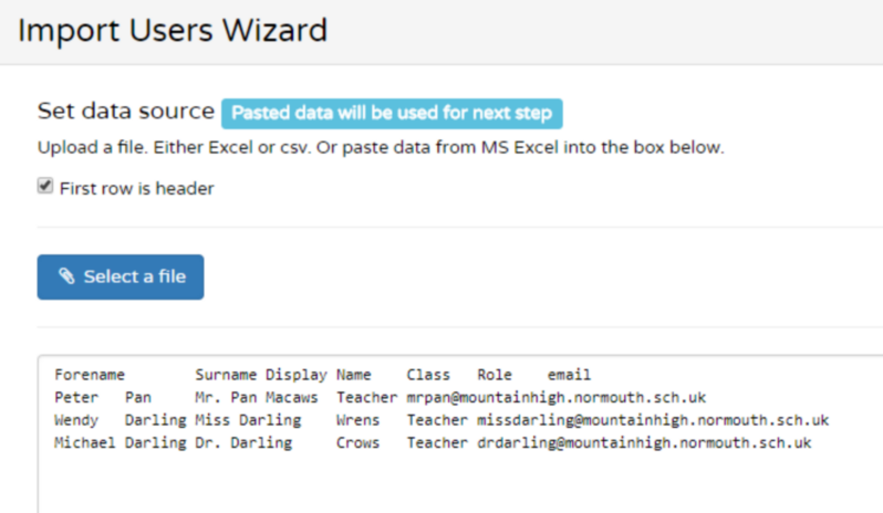 Import wizard staff paste option