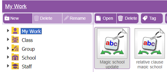 Opening a file - Icon view 2019