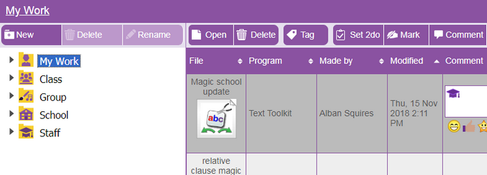 Opening a file - Table View 2019
