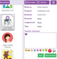 Commenting on work in icon view