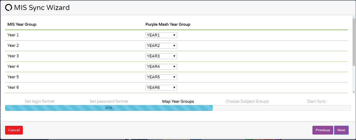 Sync Wizard Year groups
