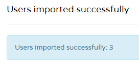 User imported successfully